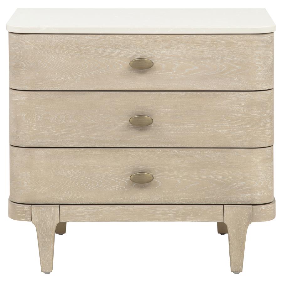 Lucaire 3-drawer Nightstand Bedside Table Sandstone
