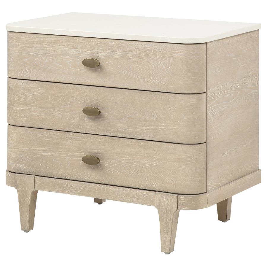 Lucaire 3-drawer Nightstand Bedside Table Sandstone