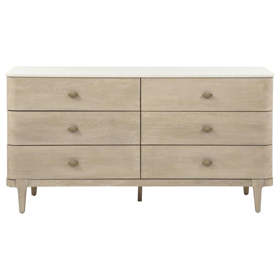 Lucaire 6-drawer Dresser Cabinet Sandstone
