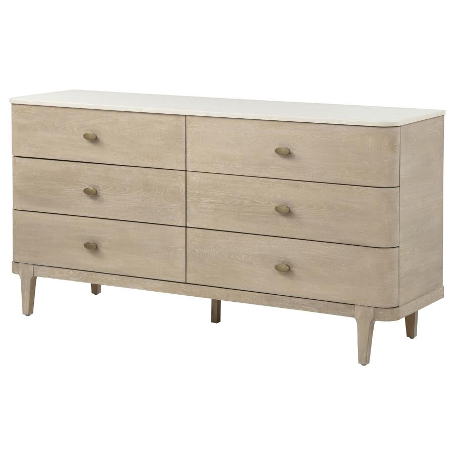 Lucaire 6-drawer Dresser Cabinet Sandstone