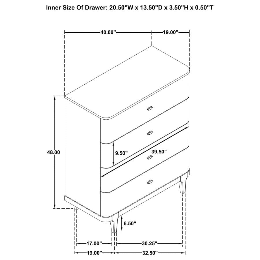 Lucaire 4-drawer Chest of Drawers Sandstone