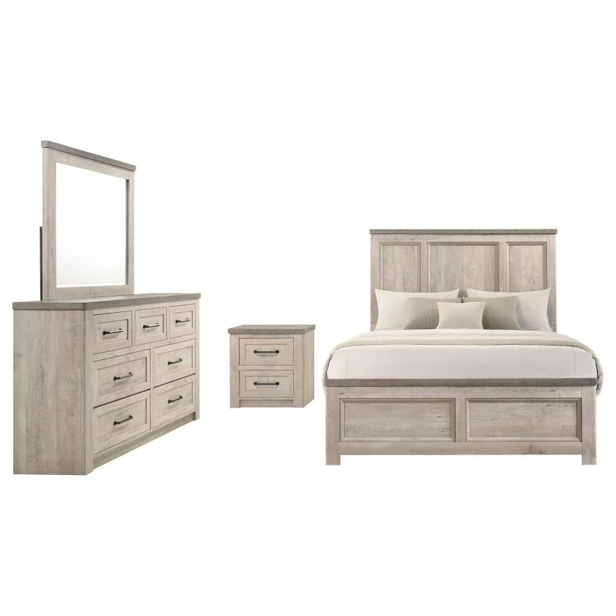 Nevado 4-Piece Eastern King Panel Bedroom Set Grey and Weathered Taupe