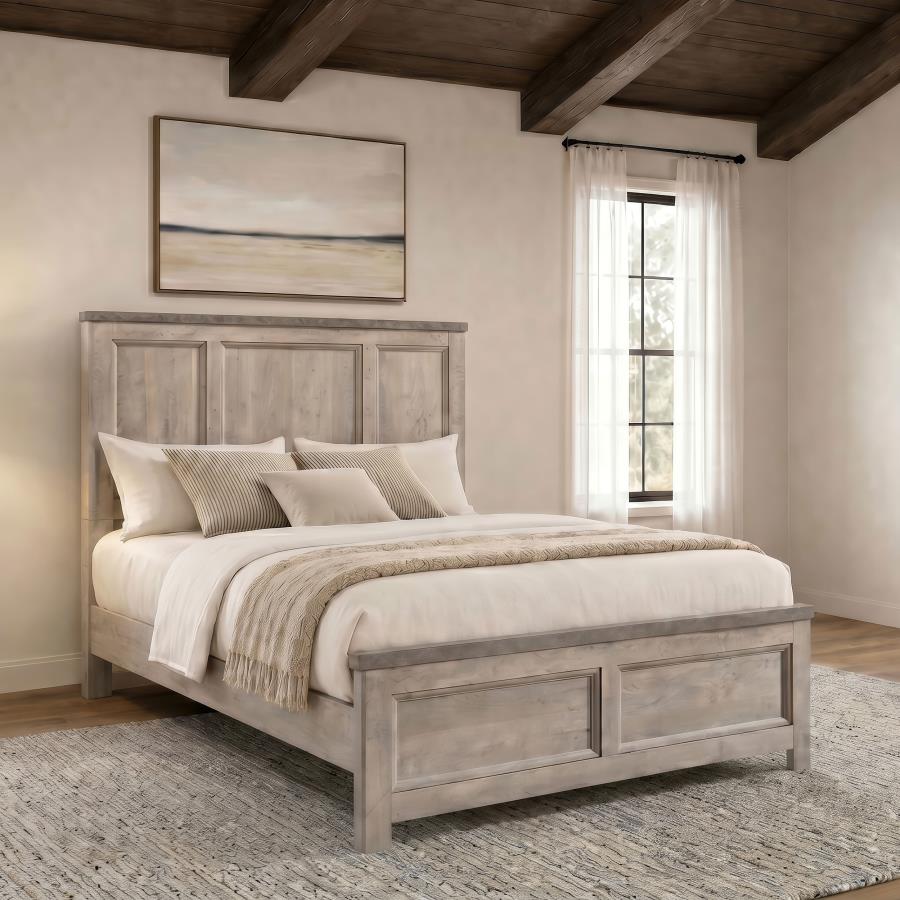 Nevado Farmhouse Eastern King Panel Bed Grey and Weathered Taupe
