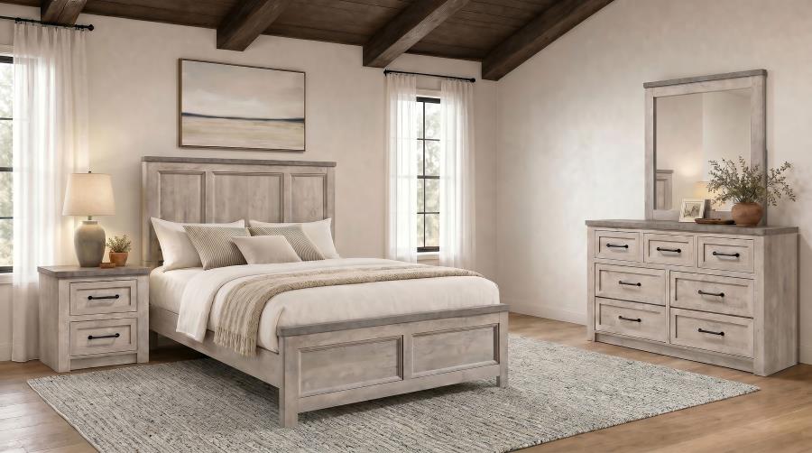 Nevado 4-Piece Queen Panel Bedroom Set Grey and Weathered Taupe