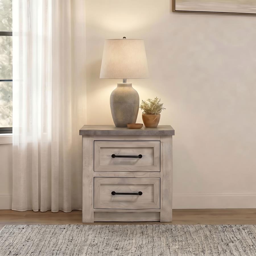 Nevado Farmhouse 2-Drawer Nightstand Grey and Weathered Taupe