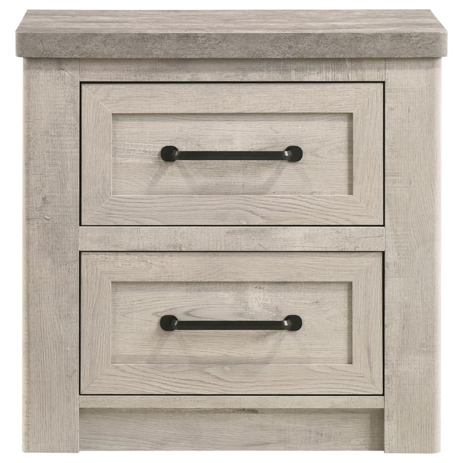 Nevado Farmhouse 2-Drawer Nightstand Grey and Weathered Taupe