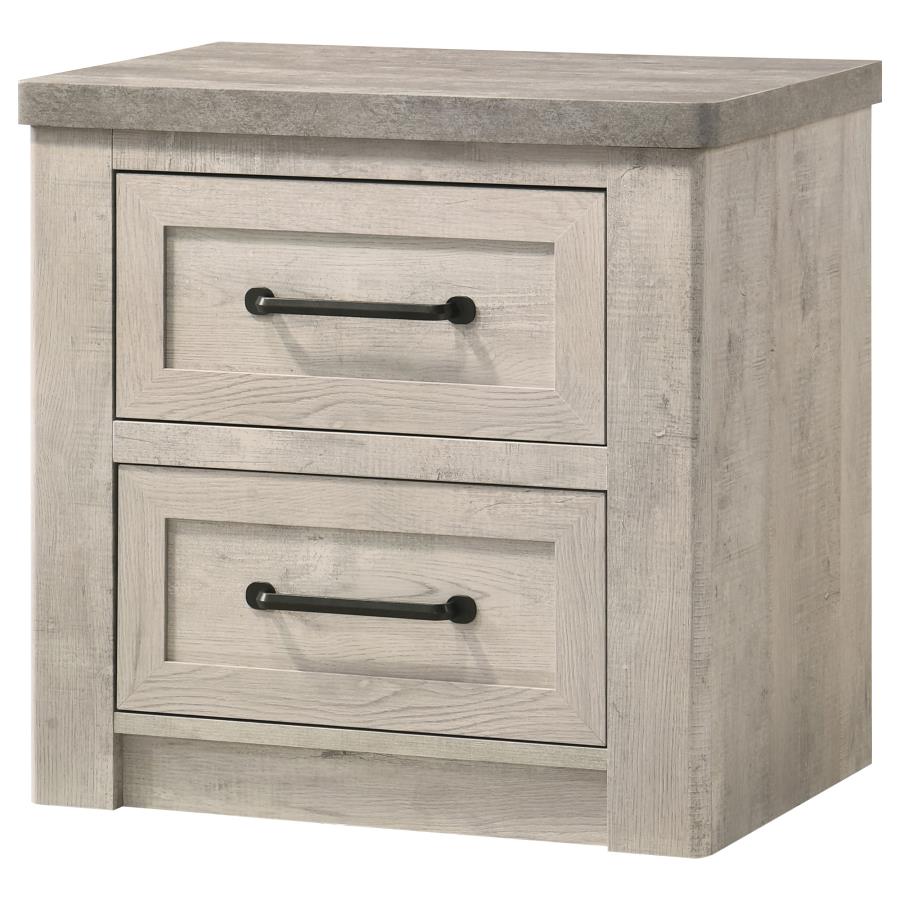 Nevado Farmhouse 2-Drawer Nightstand Grey and Weathered Taupe