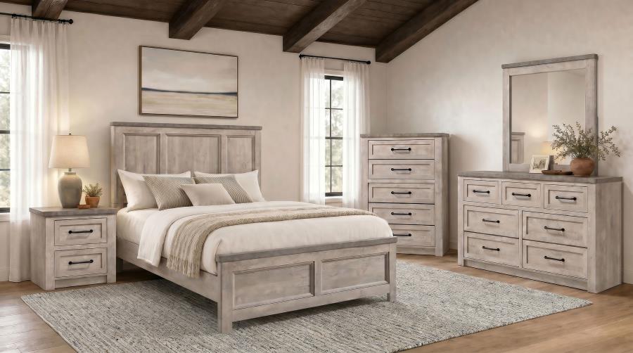 Nevado Farmhouse 2-Drawer Nightstand Grey and Weathered Taupe