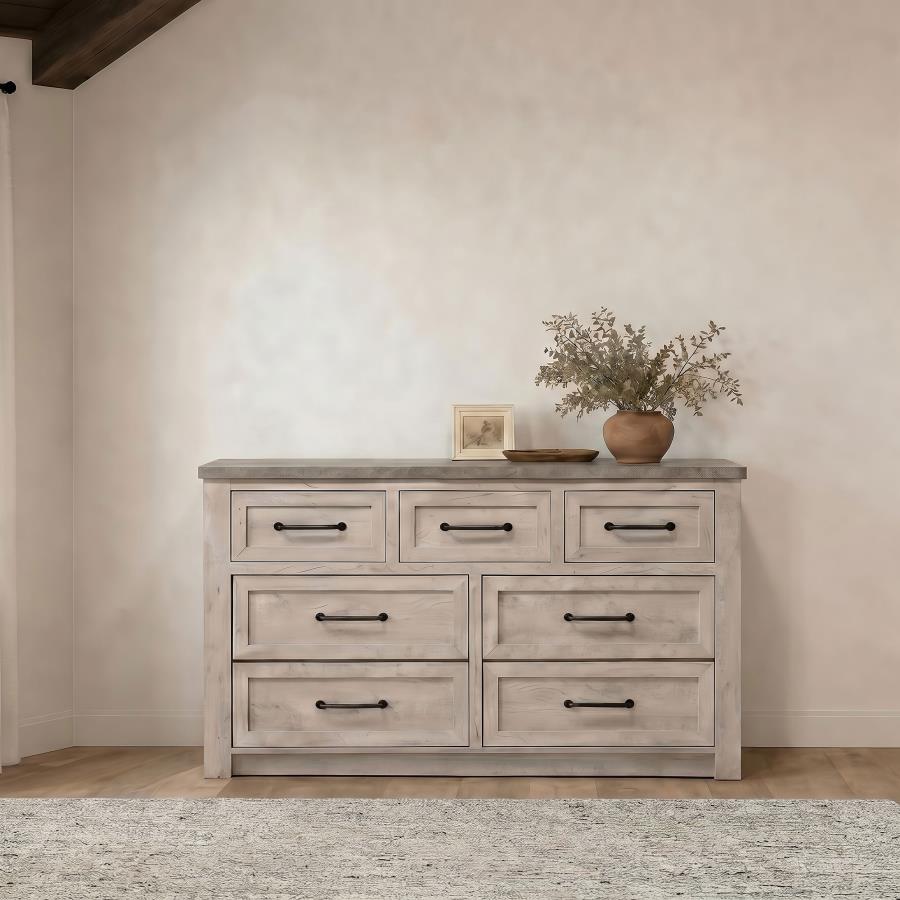 Nevado Farmhouse 7-Drawer Dresser Grey and Weathered Taupe