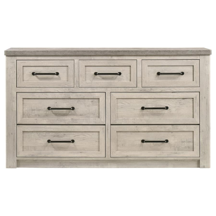 Nevado Farmhouse 7-Drawer Dresser Grey and Weathered Taupe