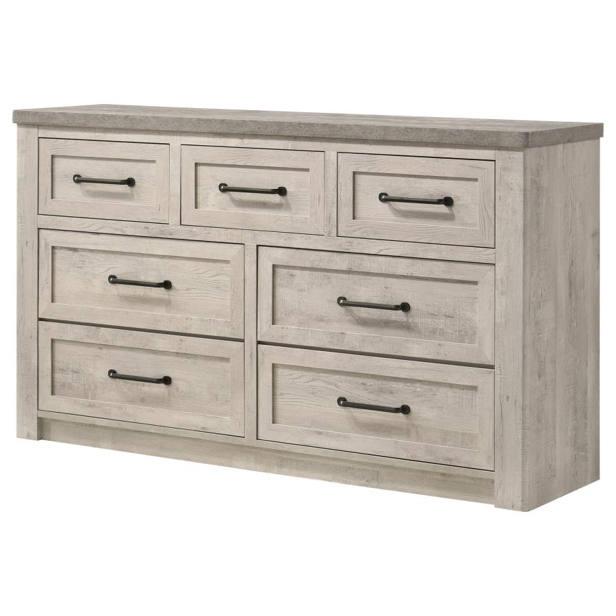 Nevado Farmhouse 7-Drawer Dresser Grey and Weathered Taupe