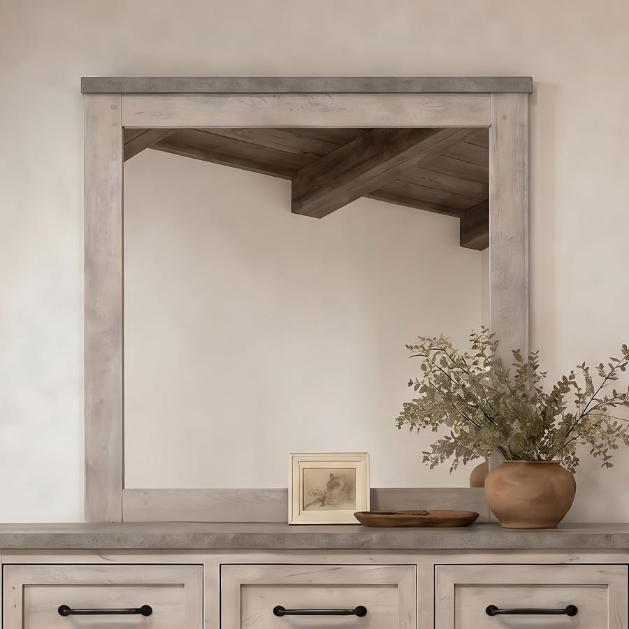 Nevado Farmhouse Beveled Dresser Mirror Grey and Weathered Taupe