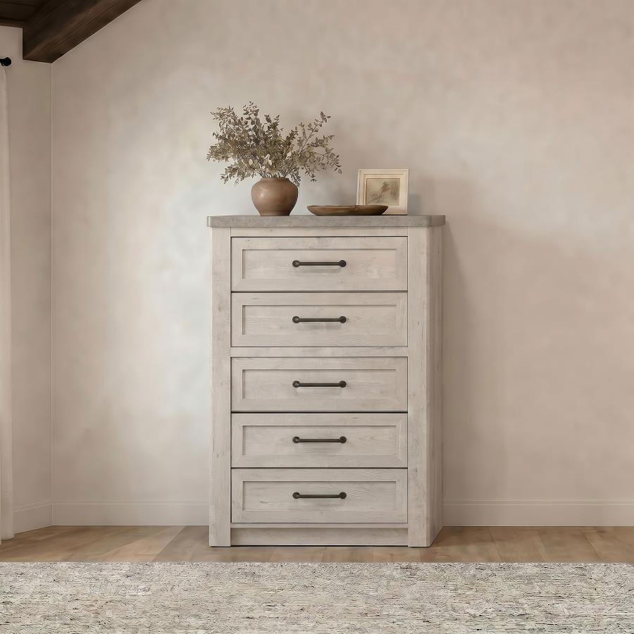 Nevado Farmhouse 5-Drawer Chest Grey and Weathered Taupe