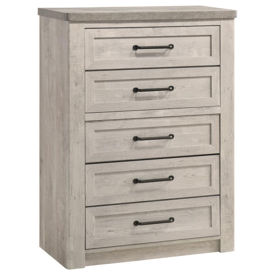 Nevado Farmhouse 5-Drawer Chest Grey and Weathered Taupe