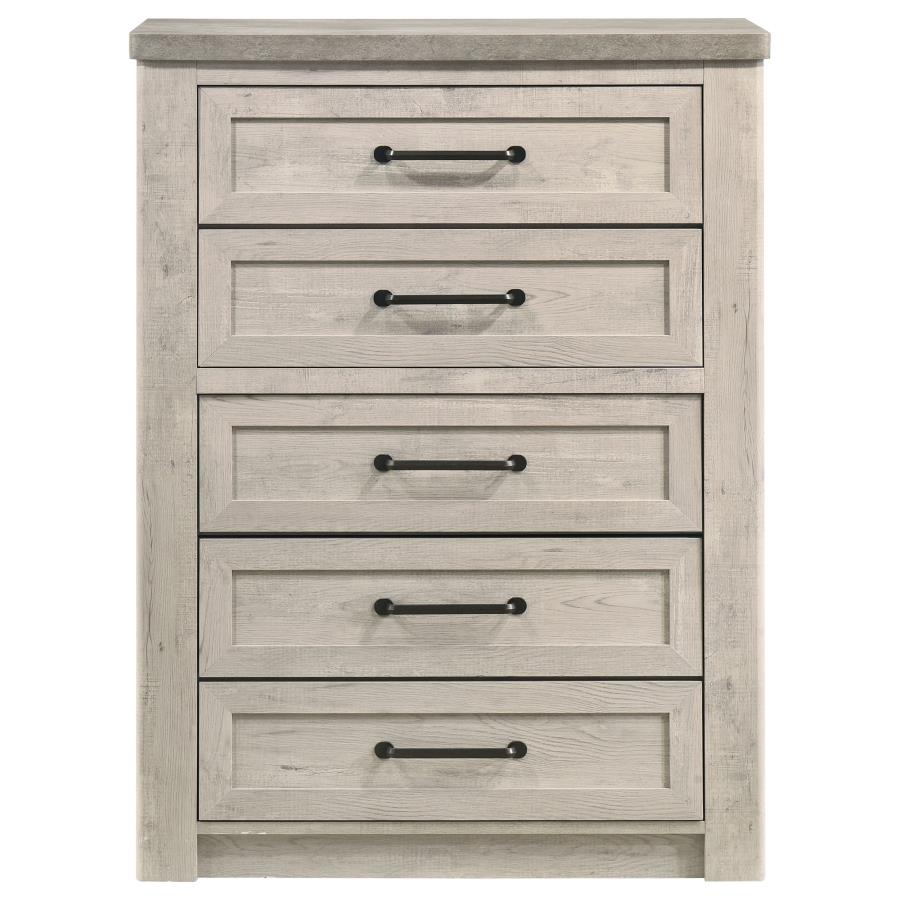 Nevado Farmhouse 5-Drawer Chest Grey and Weathered Taupe