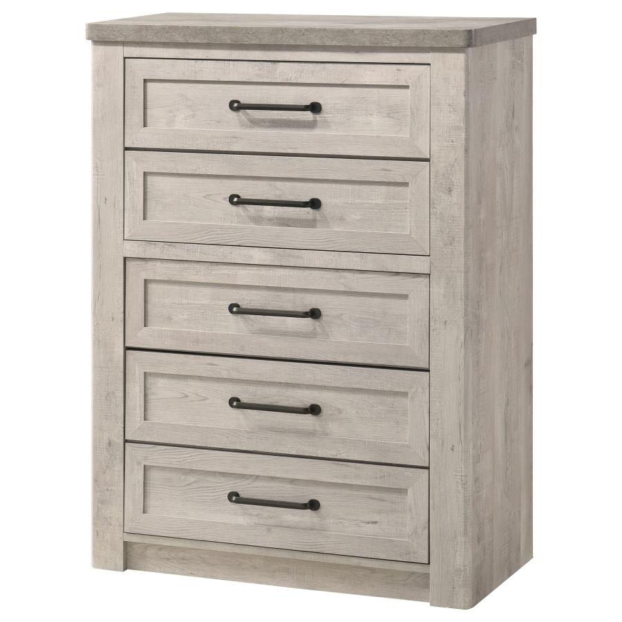 Nevado Farmhouse 5-Drawer Chest Grey and Weathered Taupe