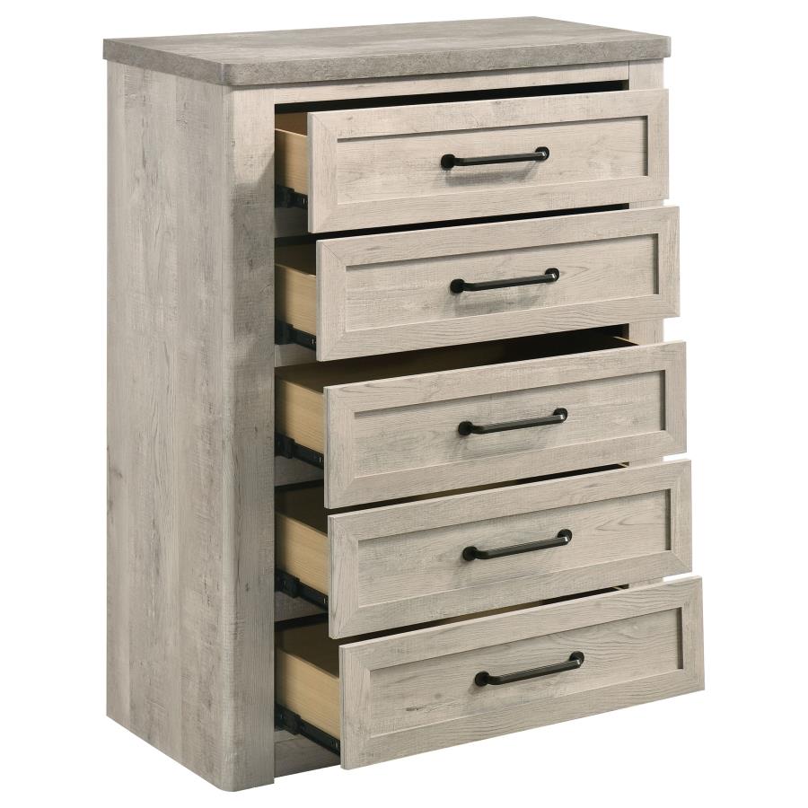 Nevado Farmhouse 5-Drawer Chest Grey and Weathered Taupe