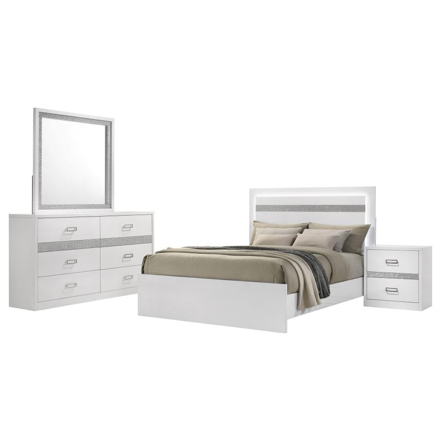 Viana 4-Piece Touch-Control LED Eastern King Bedroom Set White High Gloss