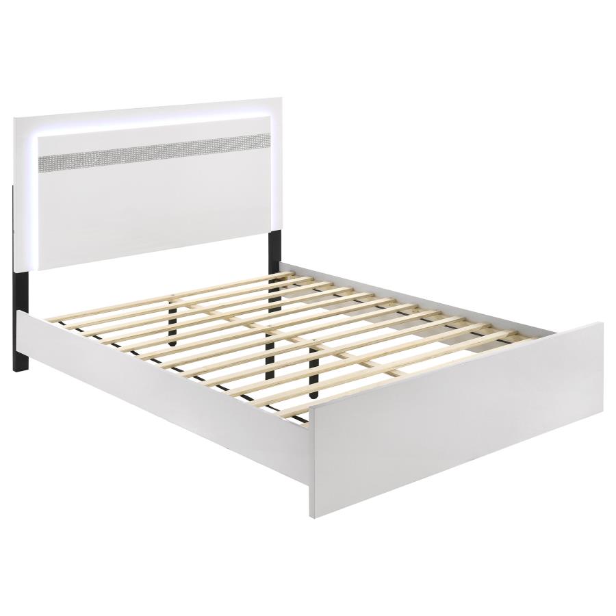 Viana Touch-Control LED Eastern King Platform Bed White High Gloss
