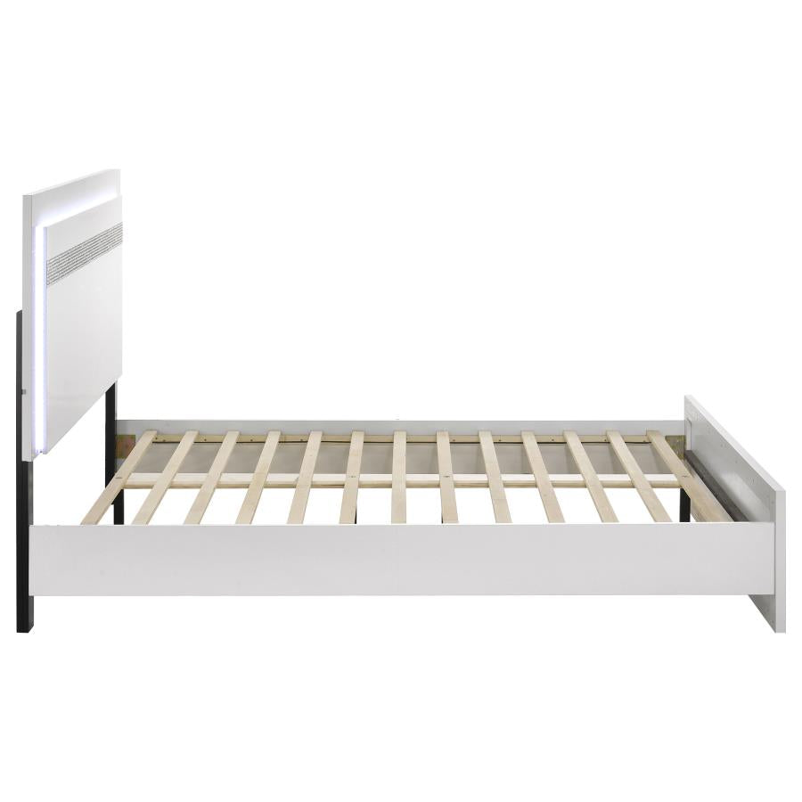 Viana Touch-Control LED Eastern King Platform Bed White High Gloss