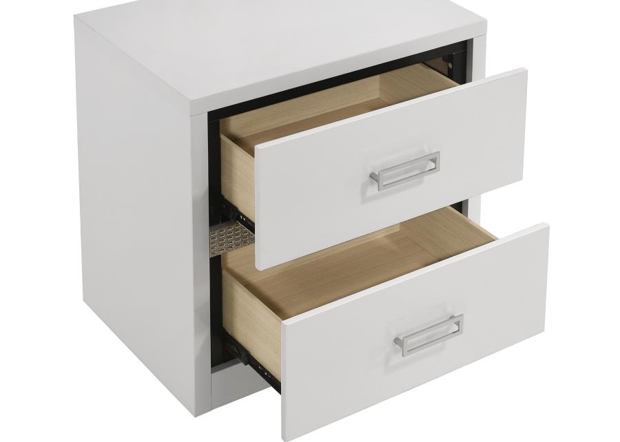 Viana 4-Piece Touch-Control LED Queen Bedroom Set White High Gloss
