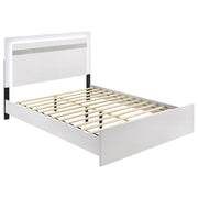 Viana Touch-Control LED Queen Platform Bed White High Gloss