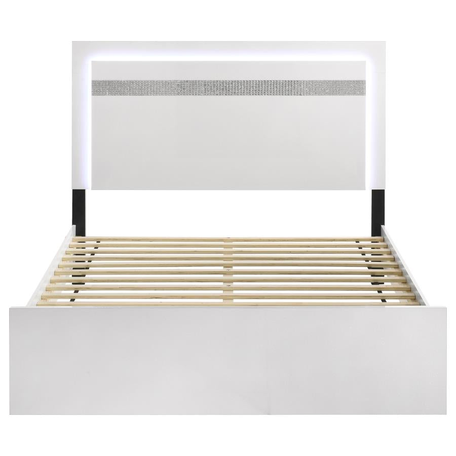 Viana Touch-Control LED Queen Platform Bed White High Gloss