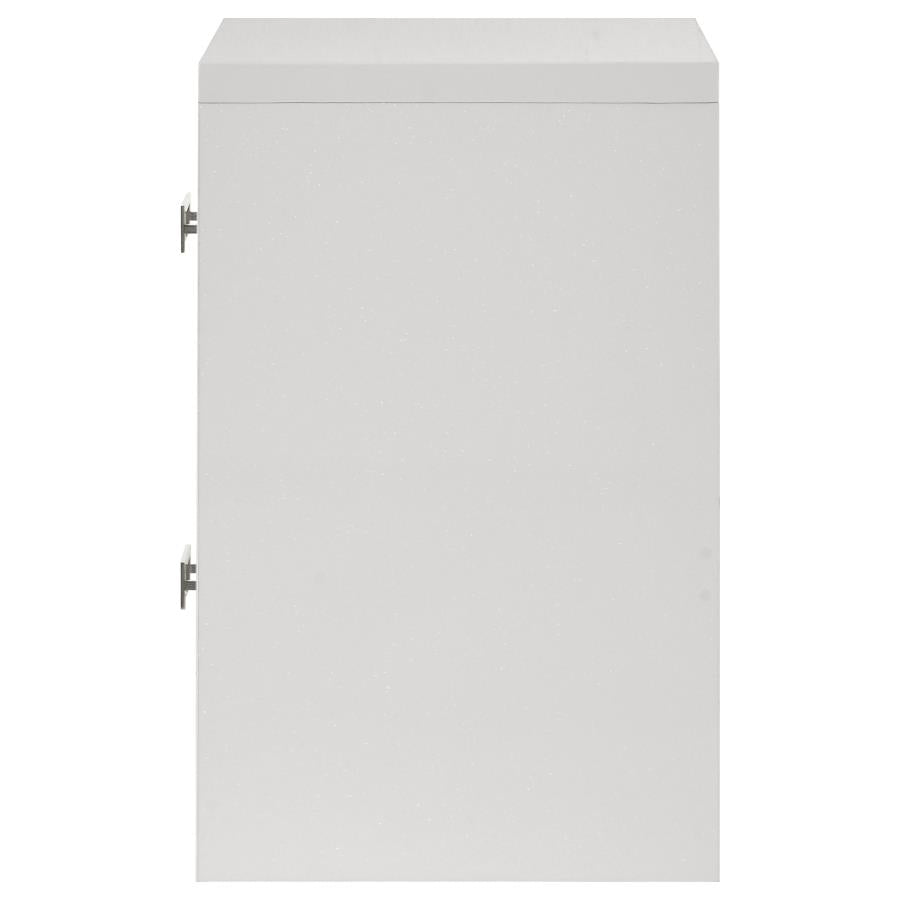 Viana Contemporary 2-Drawer Nightstand with Chrome Pulls White High Gloss