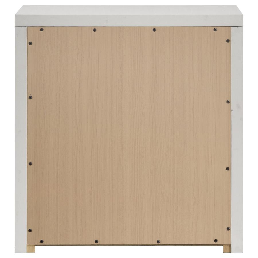 Viana Contemporary 2-Drawer Nightstand with Chrome Pulls White High Gloss