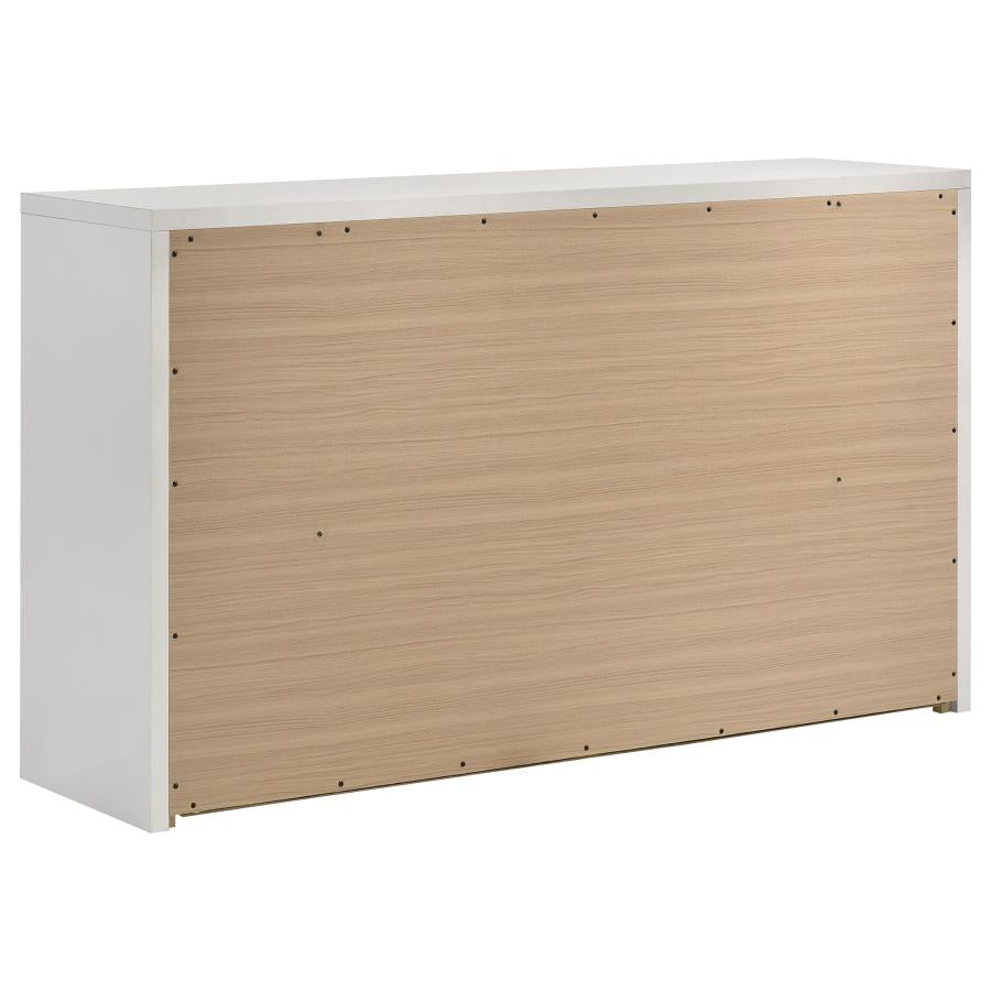 Viana 6-Drawer Bedroom Dresser with Chrome Pulls White High Gloss