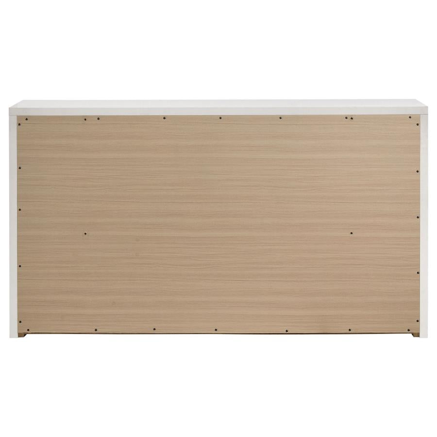 Viana 6-Drawer Bedroom Dresser with Chrome Pulls White High Gloss