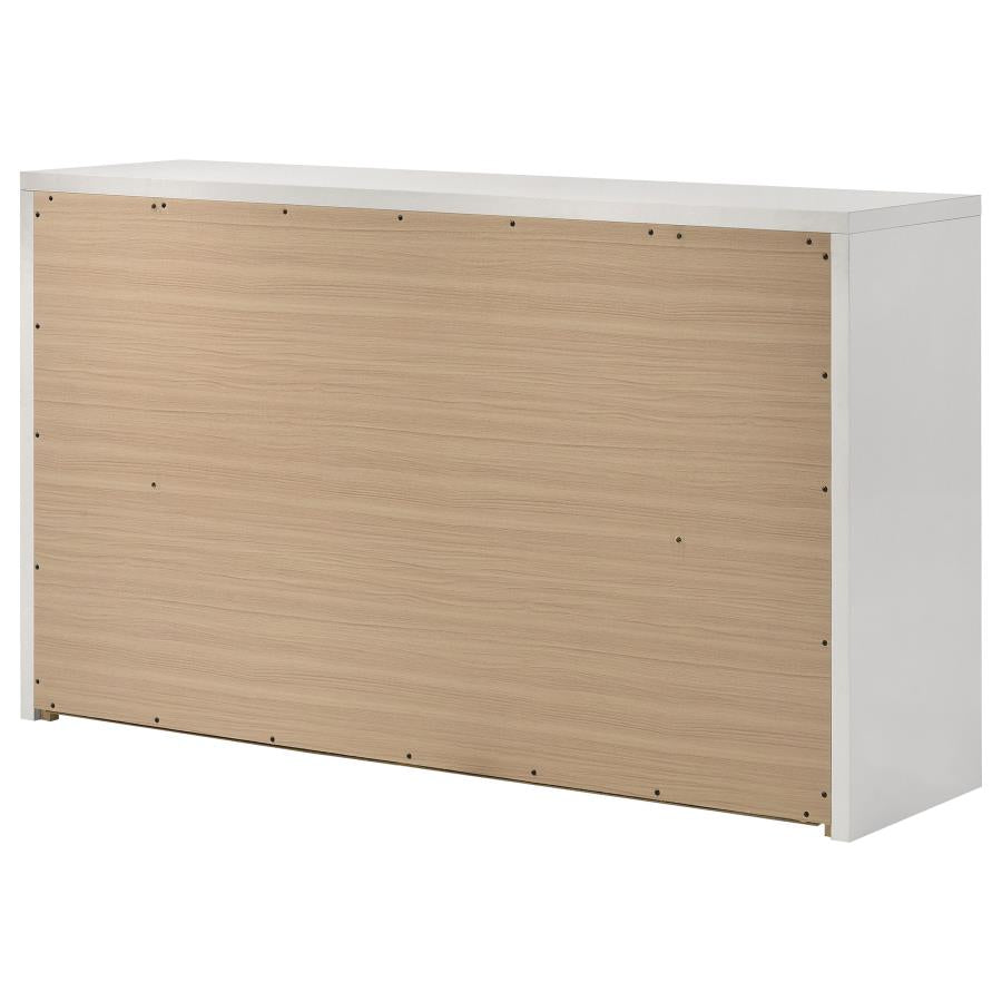 Viana 6-Drawer Bedroom Dresser with Chrome Pulls White High Gloss
