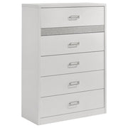 Viana 5-Drawer Chest of Drawers with Chrome Pulls White High Gloss