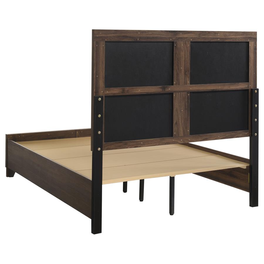 Farre Eastern King Upholstered Storage Platform Bed Dark Brown