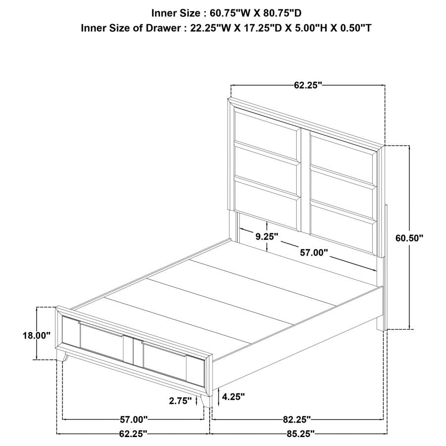Farre Queen Upholstered Storage Platform Bed Dark Brown