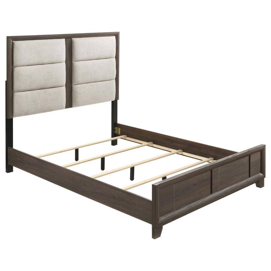 Farre Eastern King Upholstered Panel Bed Dark Brown