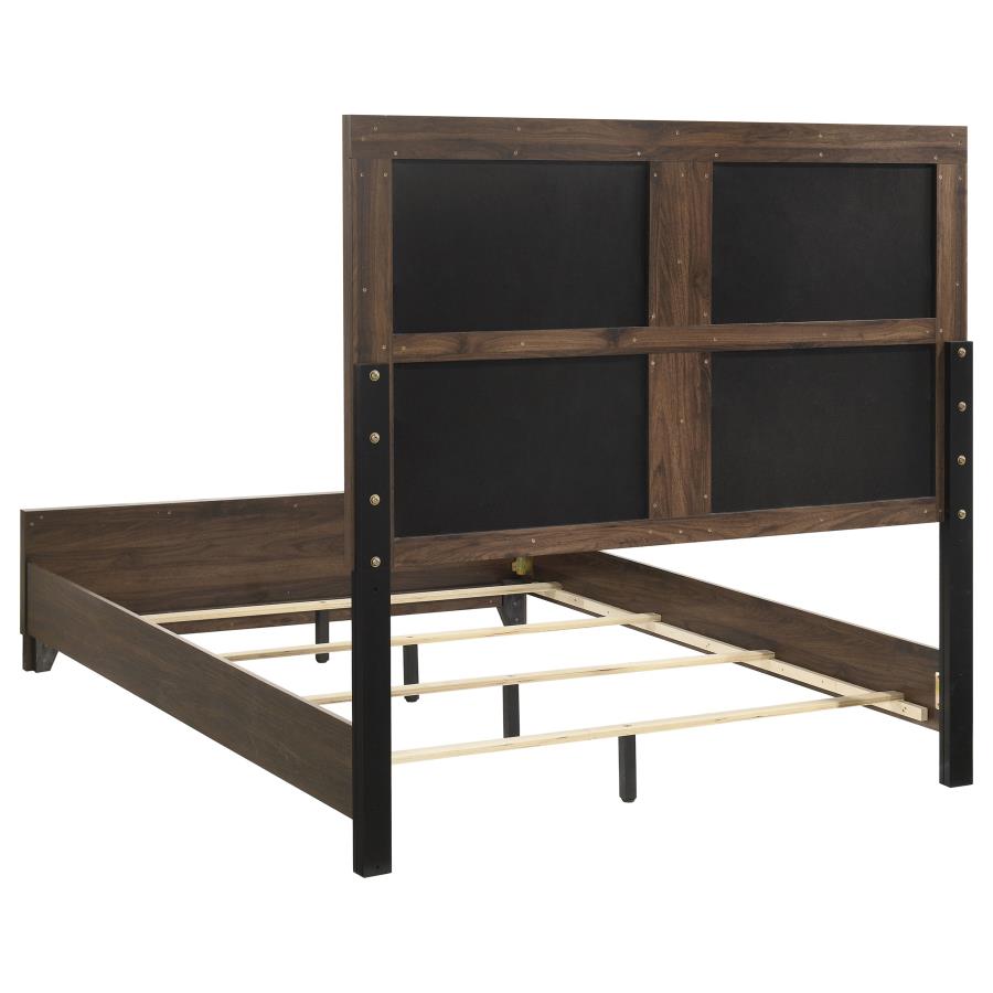 Farre Queen Upholstered Panel Bed Dark Brown