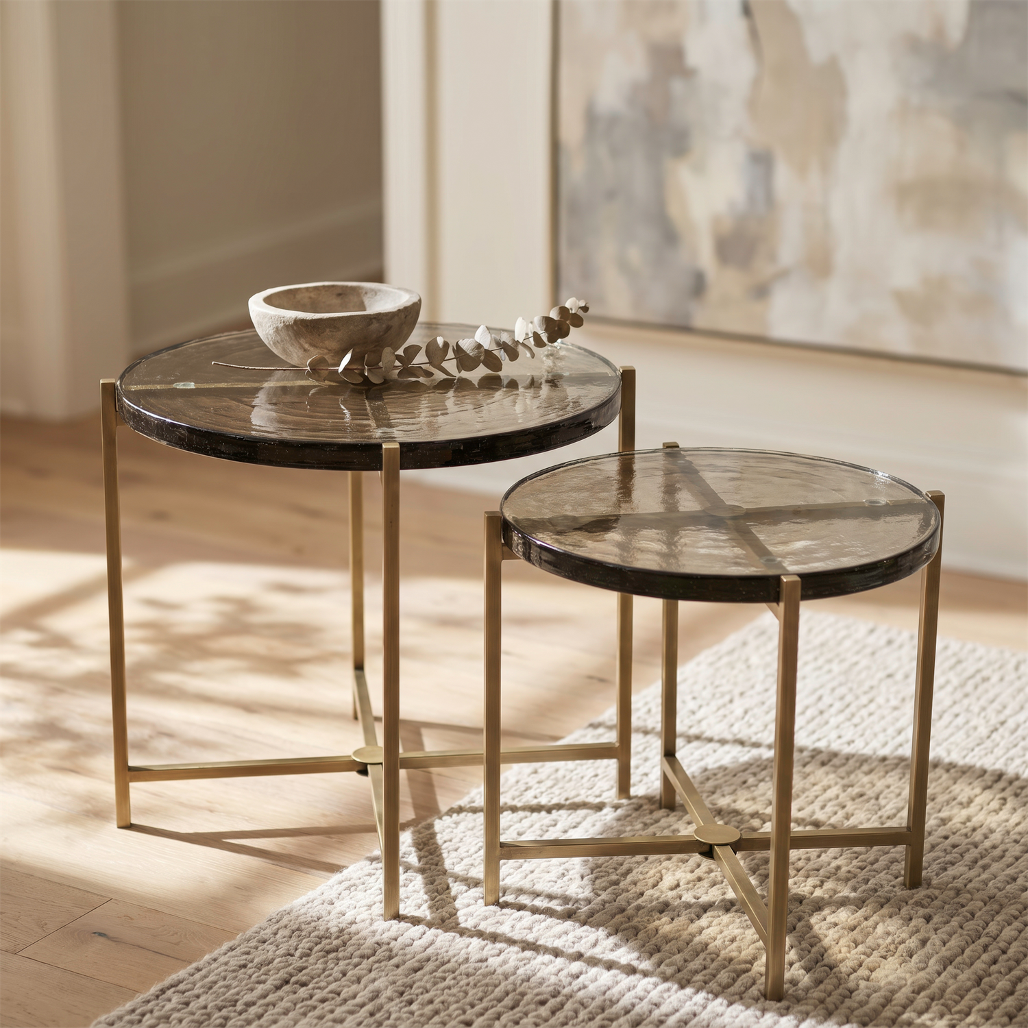 Halo Cast Glass Nesting Tables