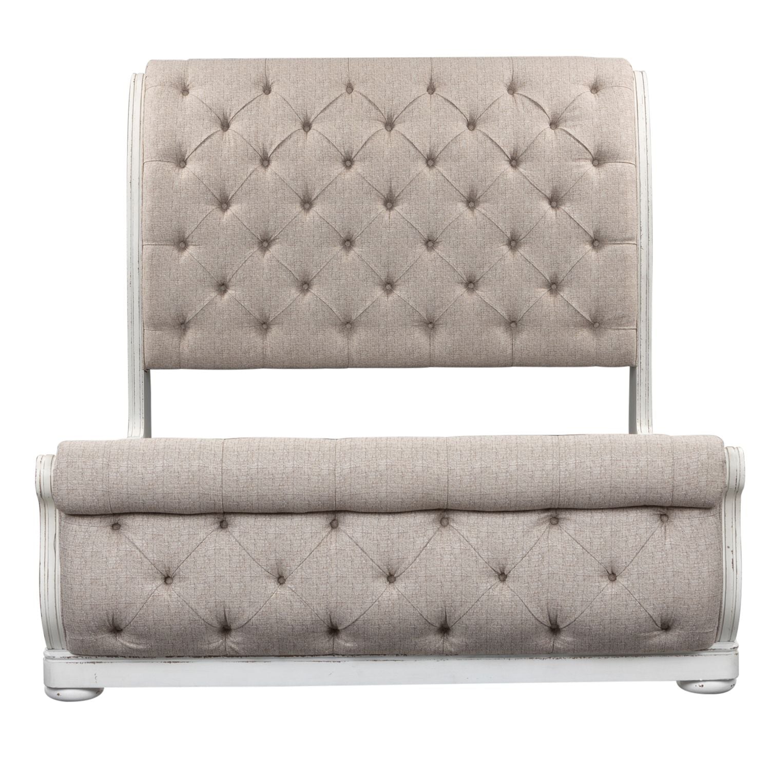 Magnolia Manor King California Upholstered Sleigh Bed, Dresser & Mirror, Nightstand