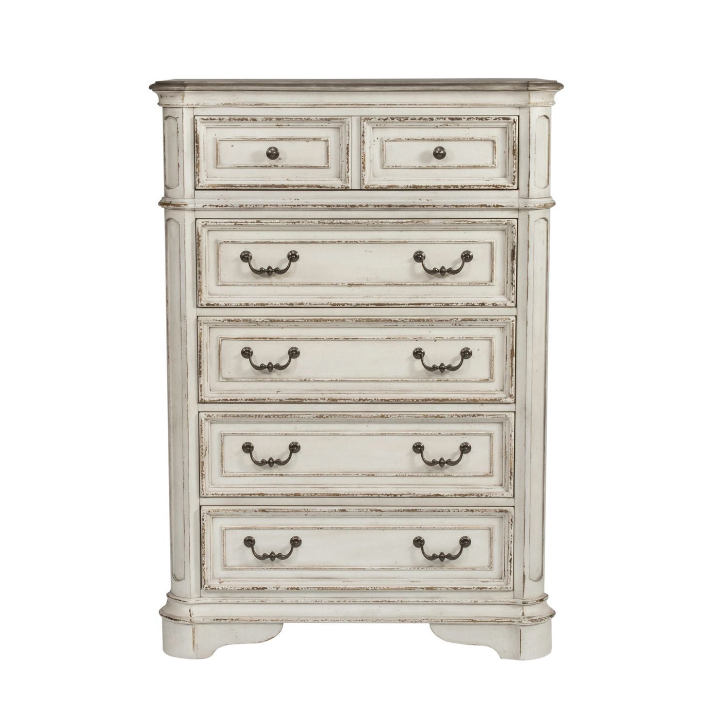 Magnolia Manor King Upholstery Sleigh Bed, Dresser & Mirror, Chest