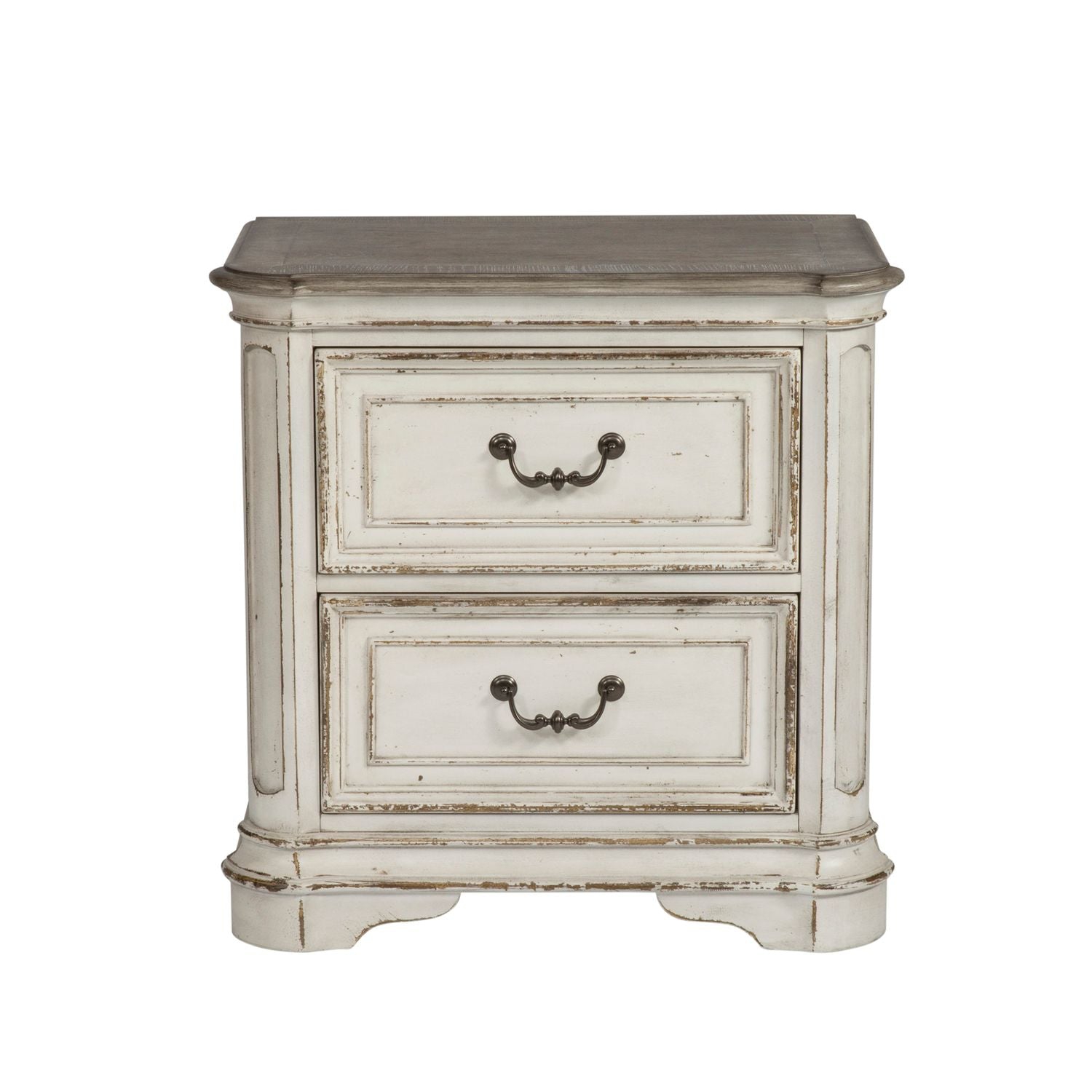 Magnolia Manor Queen Upholstery Bed, Dresser & Mirror, Chest, Nightstand