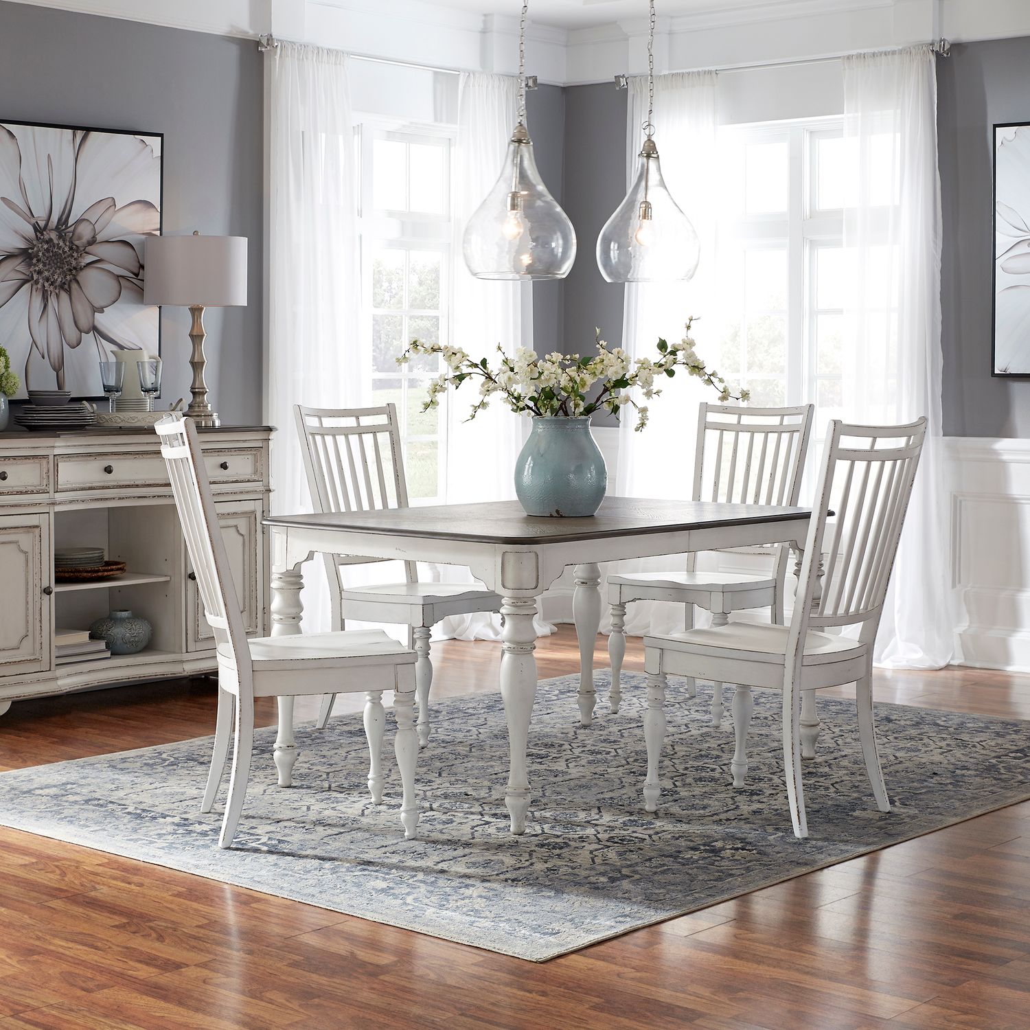 Magnolia Manor Opt 5 Piece Leg Table Set