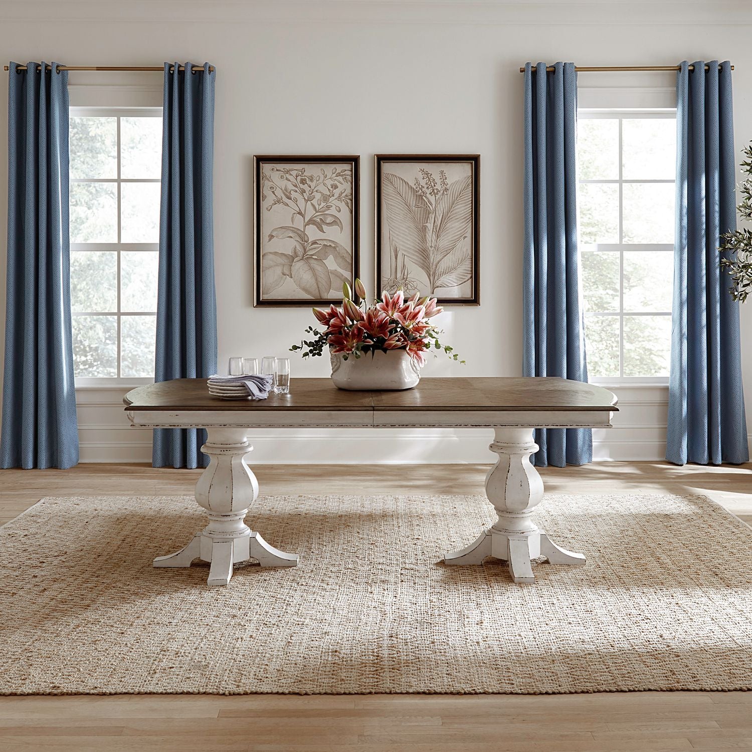 Magnolia Manor Double Pedestal Table Set