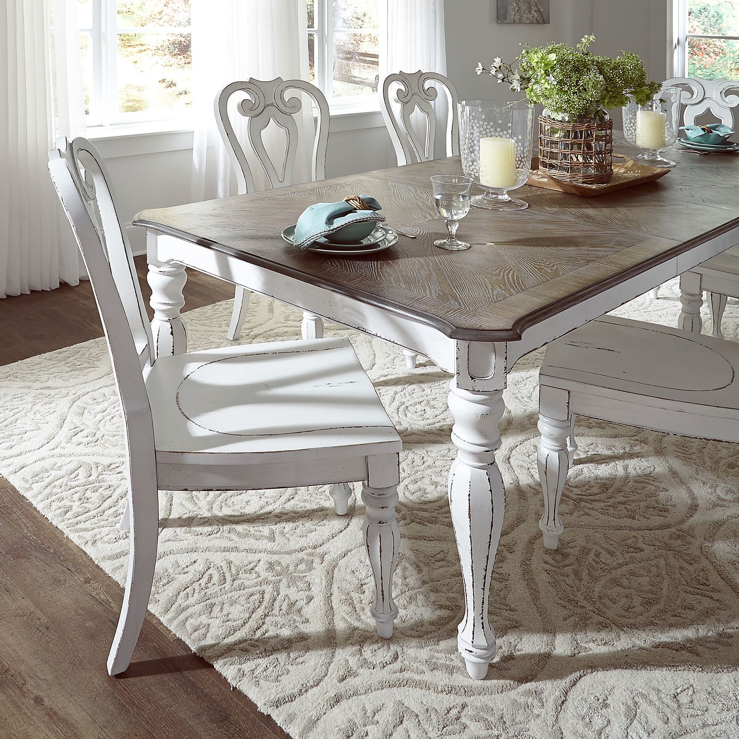 Magnolia Manor Opt 5 Piece Leg Table Set