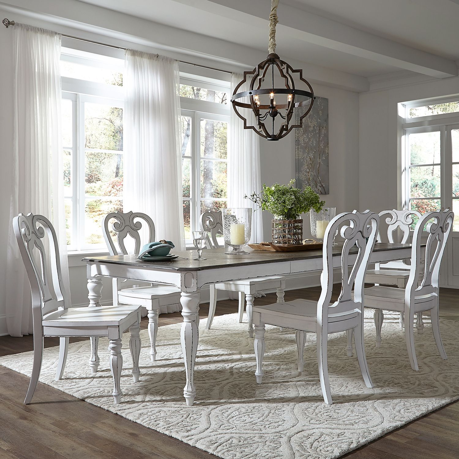 Magnolia Manor Opt 7 Piece Leg Table Set