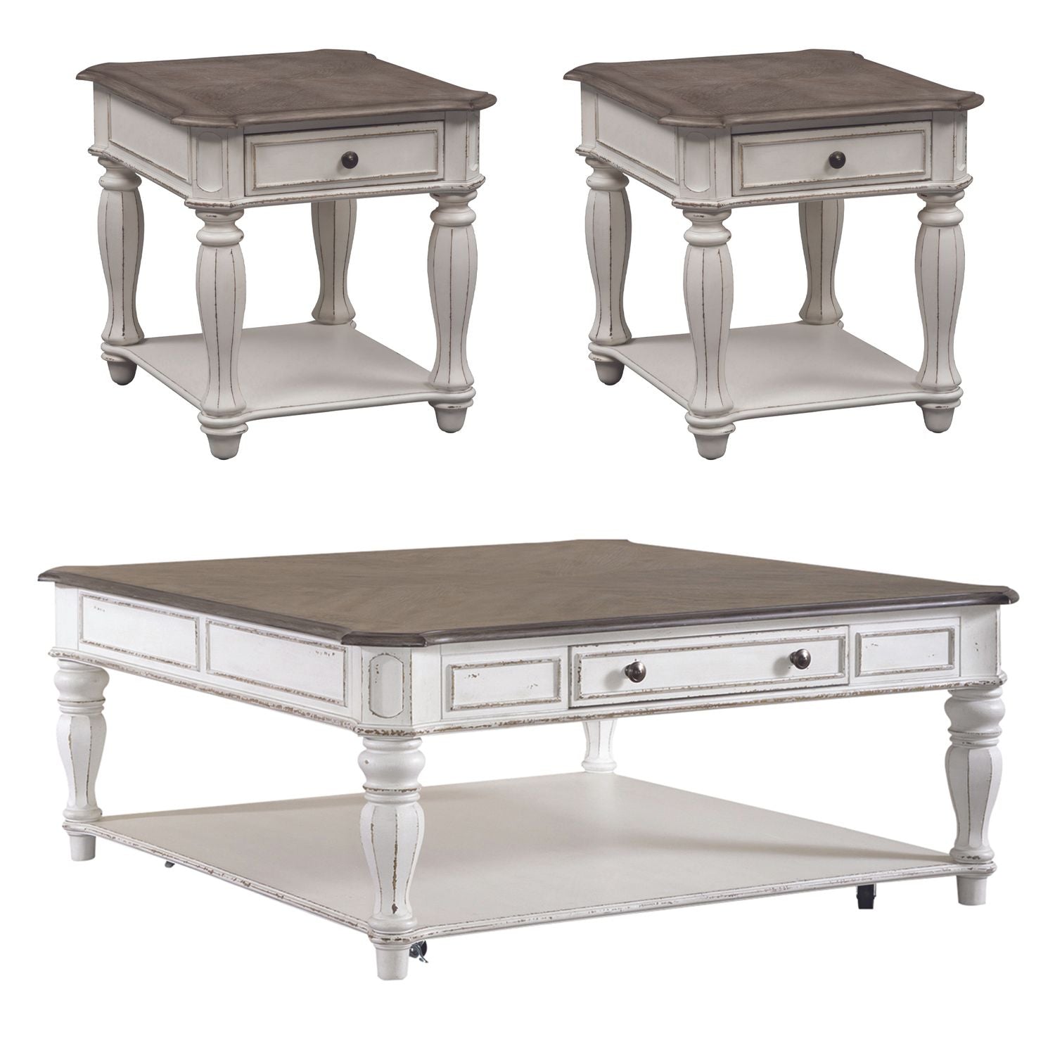 Magnolia Manor 3 Piece Set (1-Cocktail 2-End Tables)