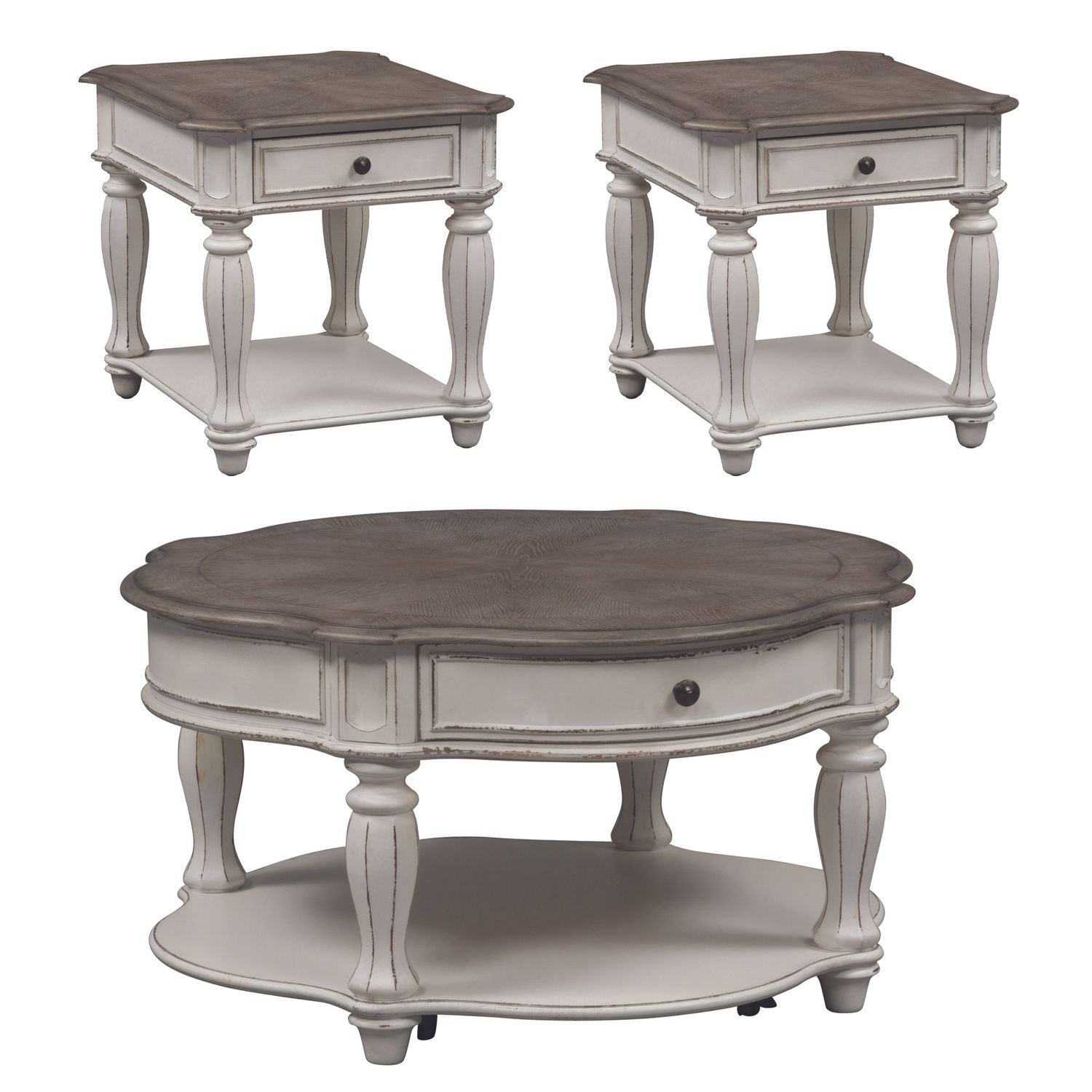 Magnolia Manor 3 Piece Set (1-Cocktail 2-End Tables)
