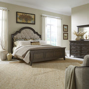 Paradise Valley King California Upholstery Bed, Dresser & Mirror