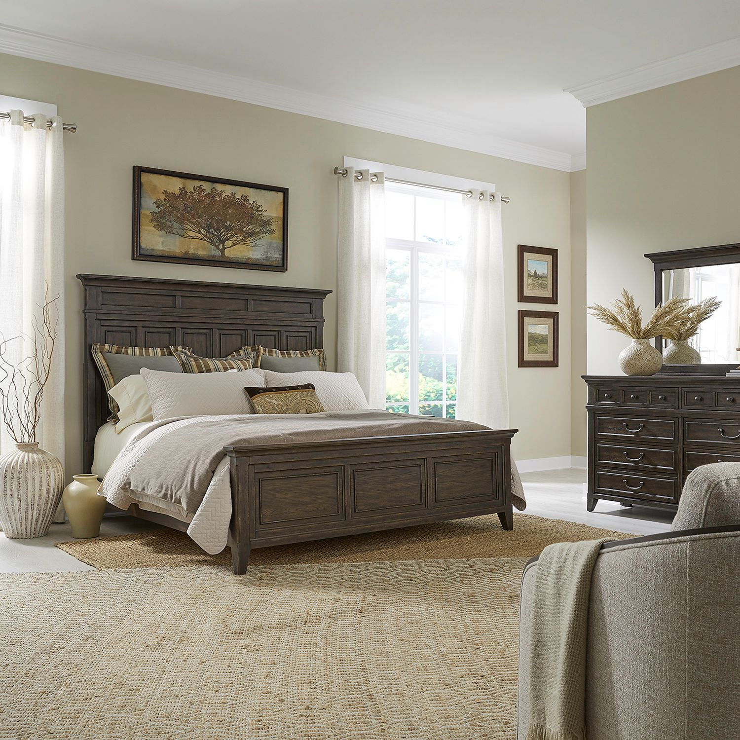 Paradise Valley King California Panel Bed, Dresser & Mirror