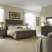 Paradise Valley King California Panel Bed, Dresser & Mirror, Nightstand
